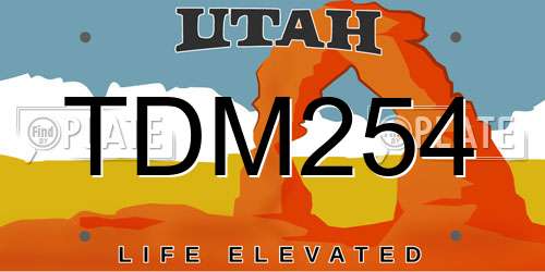 TDM254 Utah License Plate
