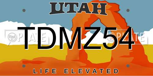 TDMZ54 Utah License Plate