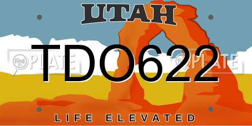 TDO622 Utah License Plate