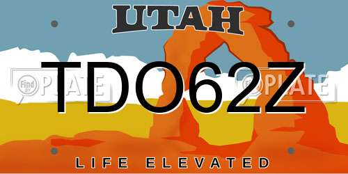 TDO62Z Utah License Plate