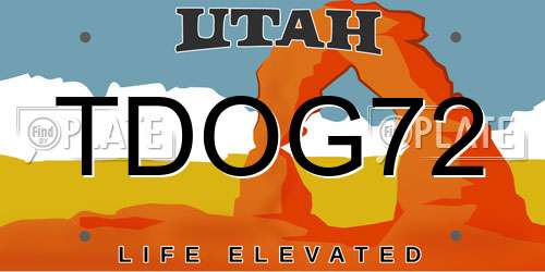 TDOG72 Utah License Plate