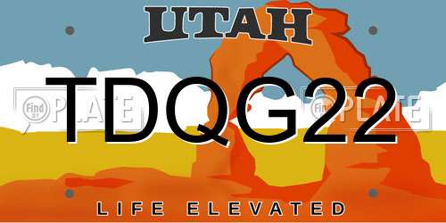 TDQG22 Utah License Plate