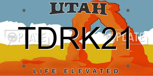 TDRK21 Utah License Plate