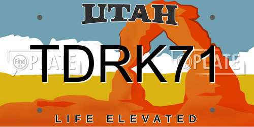 TDRK71 Utah License Plate