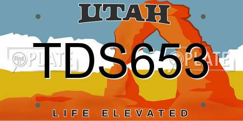 TDS653 Utah License Plate