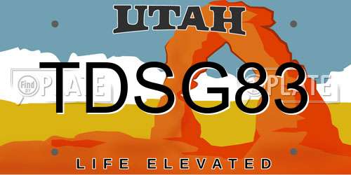 TDSG83 Utah License Plate
