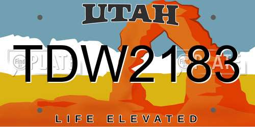 TDW2183 Utah License Plate