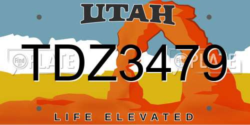 TDZ3479 Utah License Plate