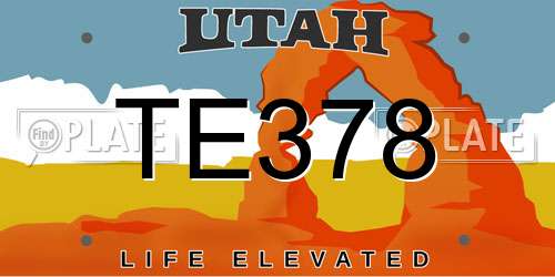 TE378 Utah License Plate
