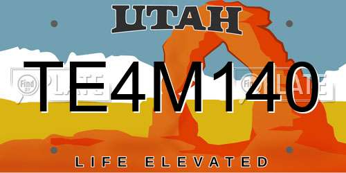 TE4M140 Utah License Plate
