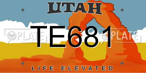 TE681 Utah License Plate