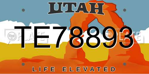 TE78893 Utah License Plate