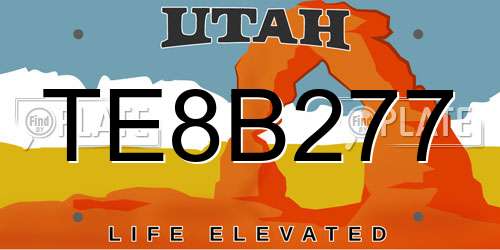 TE8B277 Utah License Plate