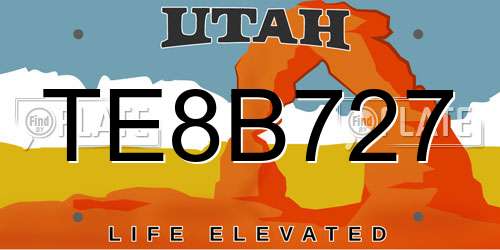 TE8B727 Utah License Plate