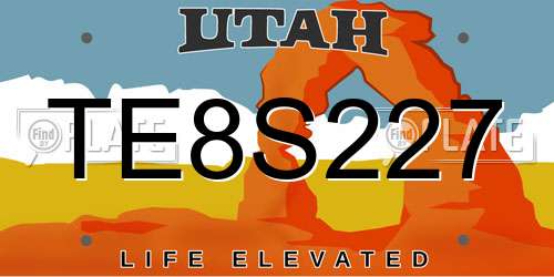 TE8S227 Utah License Plate