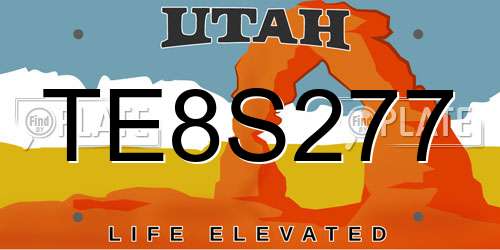 TE8S277 Utah License Plate