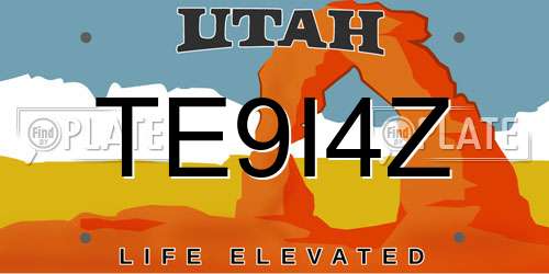 TE9I4Z Utah License Plate
