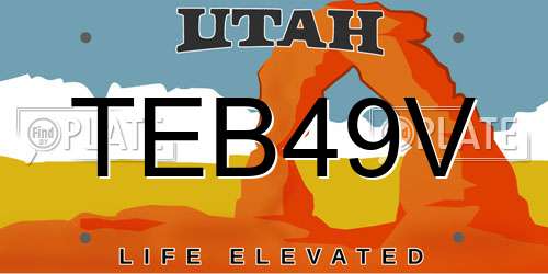 TEB49V Utah License Plate