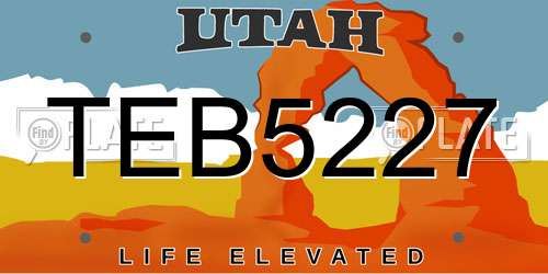 TEB5227 Utah License Plate