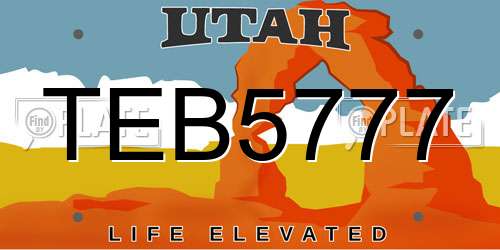 TEB5777 Utah License Plate