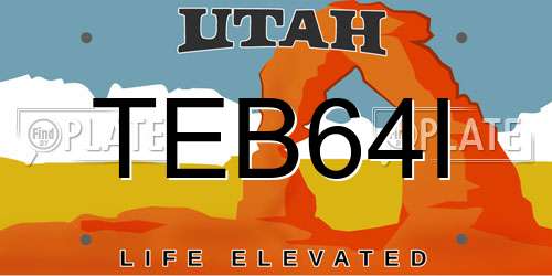 TEB64I Utah License Plate