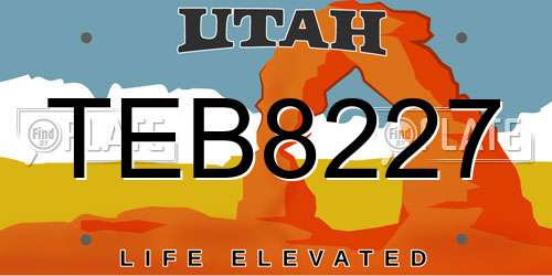 TEB8227 Utah License Plate
