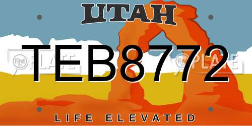TEB8772 Utah License Plate