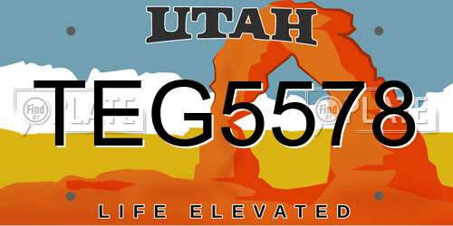 TEG5578 Utah License Plate