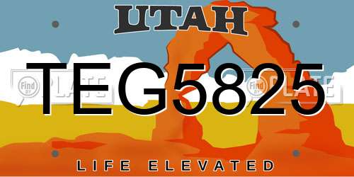 TEG5825 Utah License Plate