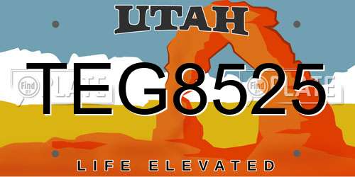 TEG8525 Utah License Plate