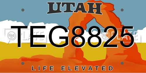 TEG8825 Utah License Plate