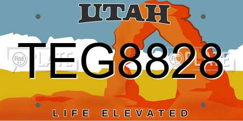 TEG8828 Utah License Plate