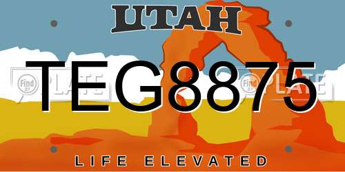 TEG8875 Utah License Plate