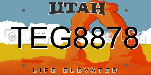 TEG8878 Utah License Plate