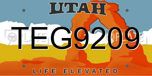 TEG9209 Utah License Plate