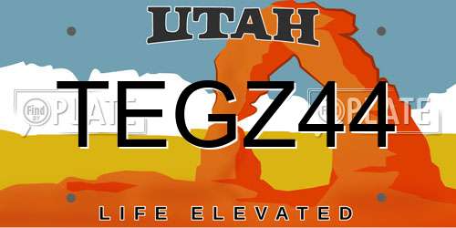 TEGZ44 Utah License Plate