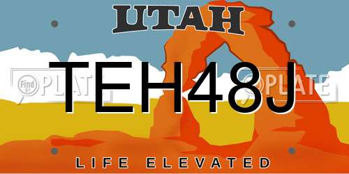 TEH48J Utah License Plate