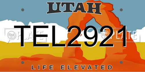 TEL2921 Utah License Plate
