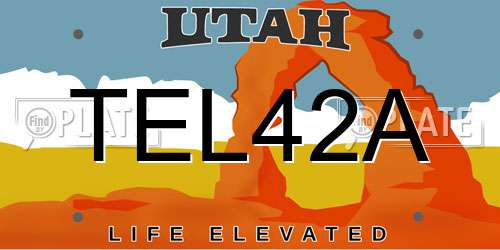 TEL42A Utah License Plate