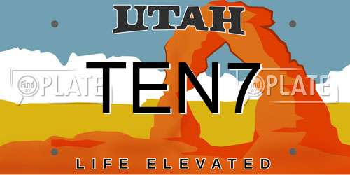TEN7 Utah License Plate