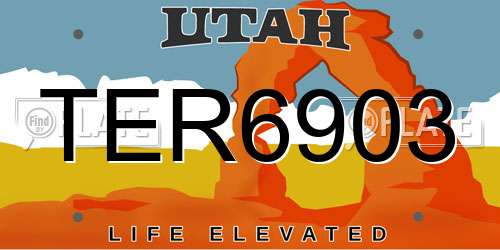 TER6903 Utah License Plate