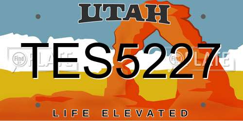 TES5227 Utah License Plate