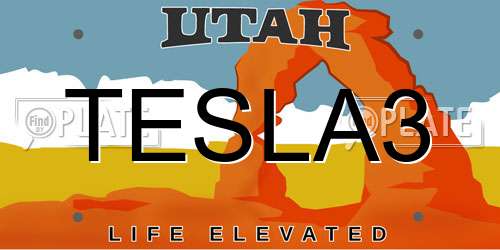 TESLA3 Utah License Plate