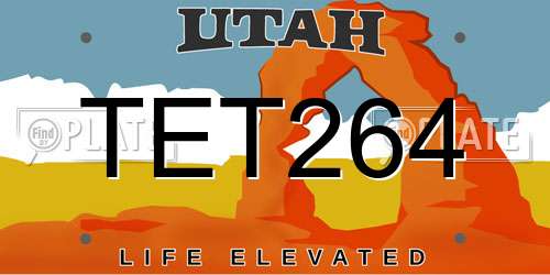 TET264 Utah License Plate