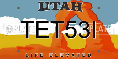 TET53I Utah License Plate