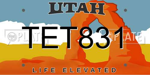 TET831 Utah License Plate