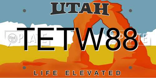 TETW88 Utah License Plate