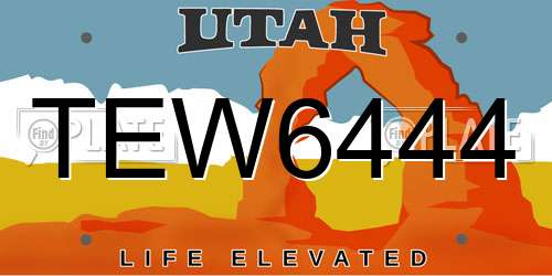 TEW6444 Utah License Plate