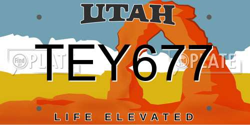TEY677 Utah License Plate