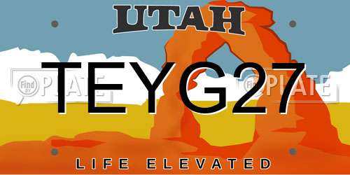 TEYG27 Utah License Plate